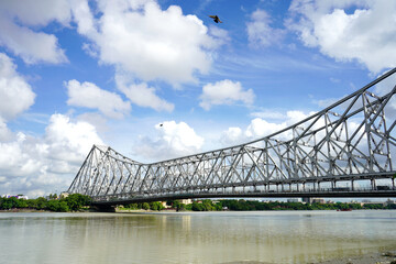 A View of Howrah bridge and Holy Ganga River from Mullick Ghat