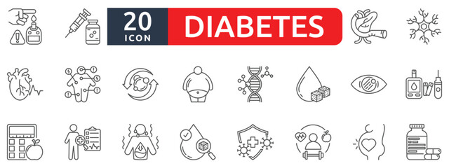 Diabetes icon set