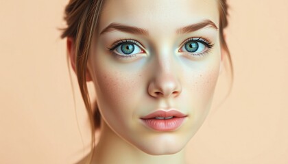 Fototapeta premium Closeup portrait of a young woman with beautiful blue eyes.