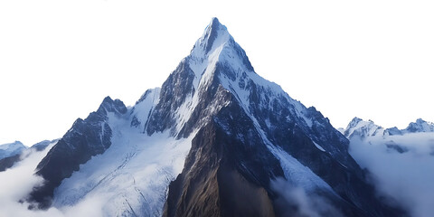 Snowy Mountain Peak with Pink and Blue Hues isolated on a transparent background