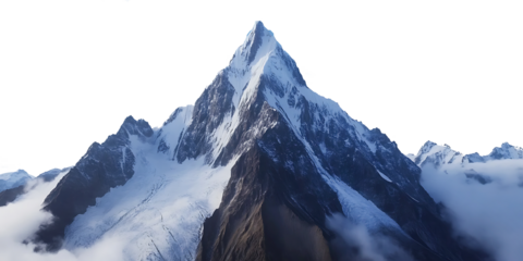 Snowy Mountain Peak with Pink and Blue Hues isolated on a transparent background