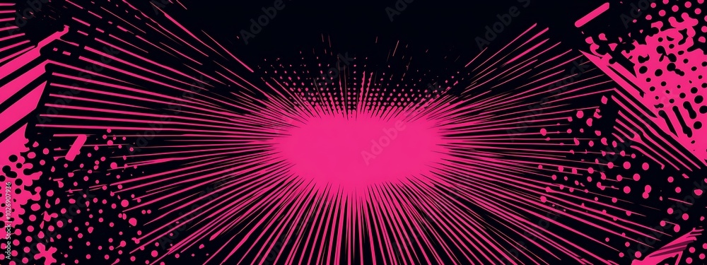 Aufkleber abstract pink and black radial pattern with grunge texture.