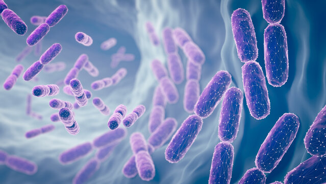 Microscopic of Probiotics Bacteria, lactobacillus bacteria 3d illustration.
