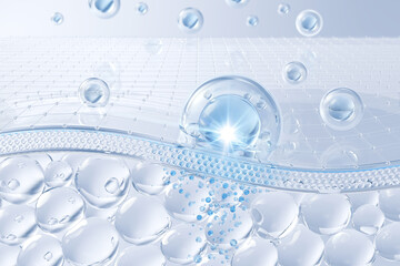 Cosmetic serum Oil drop on Saggy skin cell, Skin Repair, moisturizer, collagen serum, advertising background ready to use, 3D rendering