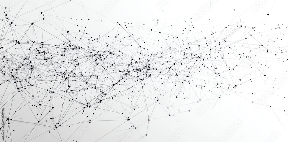 Poster Abstract white background with black interconnected dots and lines.