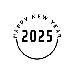 Happy new year 2025 typography text circular shape vector illustration isolated 