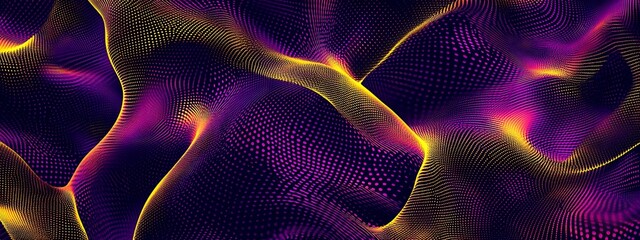 Fototapeta premium Abstract purple and yellow wavy textured background.