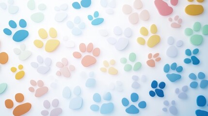 A colorful pattern of animal paw prints on a light background, perfect for pet lovers and nature enthusiasts.