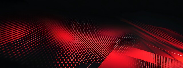 Abstract red and black background with dotted lines and geometric shapes.