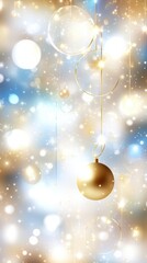 A dreamy composition of golden ornaments and soft glowing lights, perfect for festive celebrations and holiday designs.