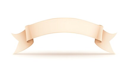 Beige Ribbon Banner Isolated On White Background