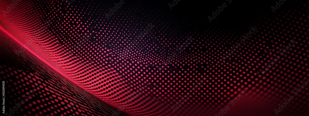 Poster Abstract red and black digital background with a dotted texture and a wavy pattern.