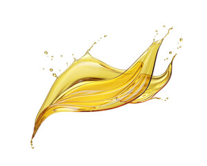 Olive oil or Cosmetic oil splashing isolated on white background include Clipping path 3d rendering.