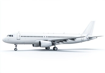 Fototapeta premium A white passenger airplane on a white background.