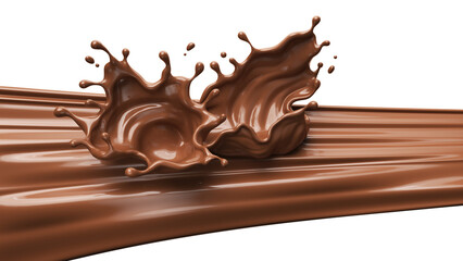 Splash of melted chocolate 3d rendering.