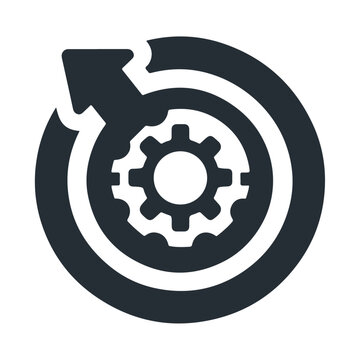recommend clip art: Circle arrow with gear wheel black silhouette vector icon design