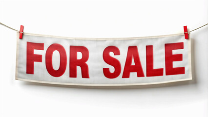 bold red banner with the words "FOR SALE" clearly displayed, ideal for attracting attention hanging banner announcing something is up for sale.