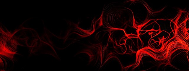 Abstract red swirling pattern on a black background.