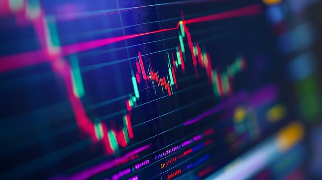 Real-time stock chart showing market fluctuations and trend lines on a trading screen