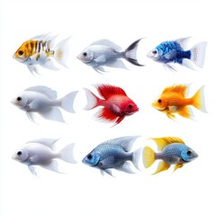 Fototapeta premium Exotic Fish With Unique Patterns on White Background