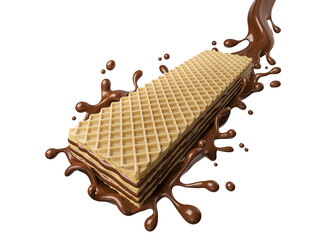 crispy Wafer with chocolate cream, Isolated on background. with clipping path 3d illustration.