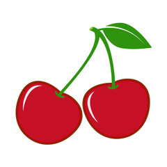 Cherry isolated on white background. Cherry healthy vitamins.
