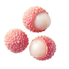 Fresh Lychee Fruits Isolated on White Background