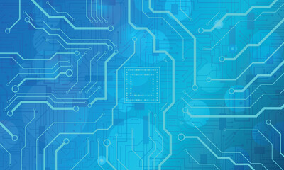 Abstract circuit board lines blue gradient technology background