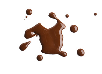 Sweet chocolate splashes on white background