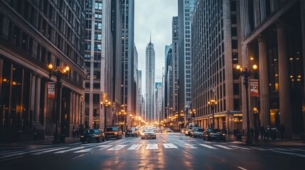 Fototapeta premium Chicago skyscraper from street