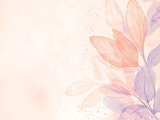Obraz premium Delicate pastel pink and purple leaves on a white background with a subtle glitter effect.