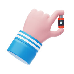 3D Hand Holding Medicine Bottle