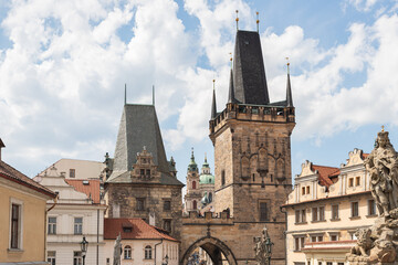The Lesser Town Bridge Tower on the Charles Bridge in Prague in Czech Republic