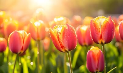 Fototapeta premium Dreamlike Landscapes and Mystical Gardens with Vibrant Flowers and Glowing Nature