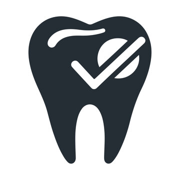 recommend clip art: Black silhouette tooth with a checkmark vector icon design