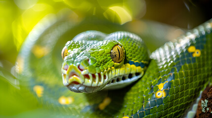 Fototapeta premium close up of a green snake