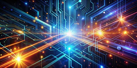 Fototapeta premium Futuristic Double Exposure Technology Lines Background with Light Effects for Visual Impact and Innovation