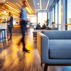 Design a dynamic aerial view of a corporate event venue during a year-end analysis session