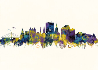 Obraz premium Karlsruhe City Skyline. Cityscape Skyscraper Buildings Landscape City Architecture Business View Building Corporate Abstract Landmarks Travel Downtown Background Modern Art