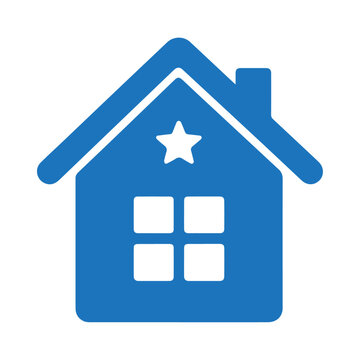 recommend clip art: Black silhouette home with star vector icon design