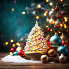 Decorated Christmas Tree by Luxury Ornaments Christmas Lights In Eve Night With Abstract Defocused Bokeh Christmas balls