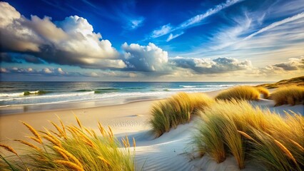 Grass Seed on Windswept Beach - Nature's Resilience in Coastal Landscapes