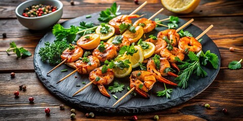 Grilled Shrimp Skewers with Herbs and Lemon - Delicious Seafood Dish for Culinary Inspiration