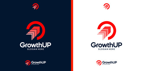 Modern Growth Up logo design. Arrow logo design graphic icon vector. Symbols for business investment, marketing, finance and management companies.