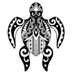 Tribal turtle tattoo design Polynesian style. Aboriginal samoan. illustration EPS10