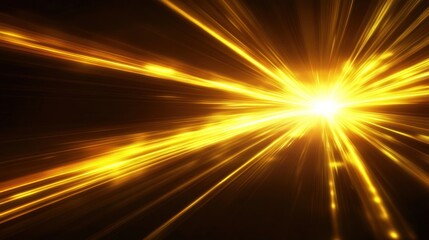 A bright yellow light is shining on a dark background. The light is very bright and is the only thing that is visible