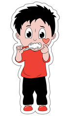 Kids brush tooth cartoon