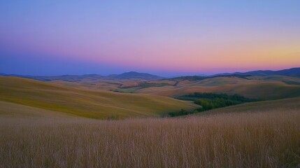 Obraz premium Serene Countryside Landscape at Sunset