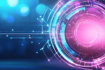 A vibrant abstract background featuring glowing circles and futuristic patterns, perfect for technology and innovation themes.