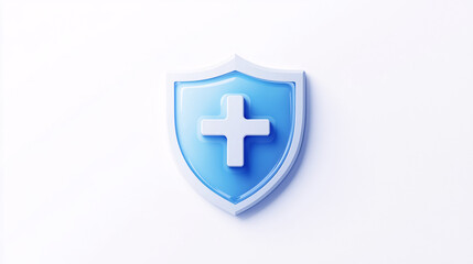 Fototapeta premium 3d rendering of a blue shield with a white cross on white background
